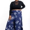 Women HaremPants | Plus Size Circles Women'S Cotton Palazzo Pants In Navy