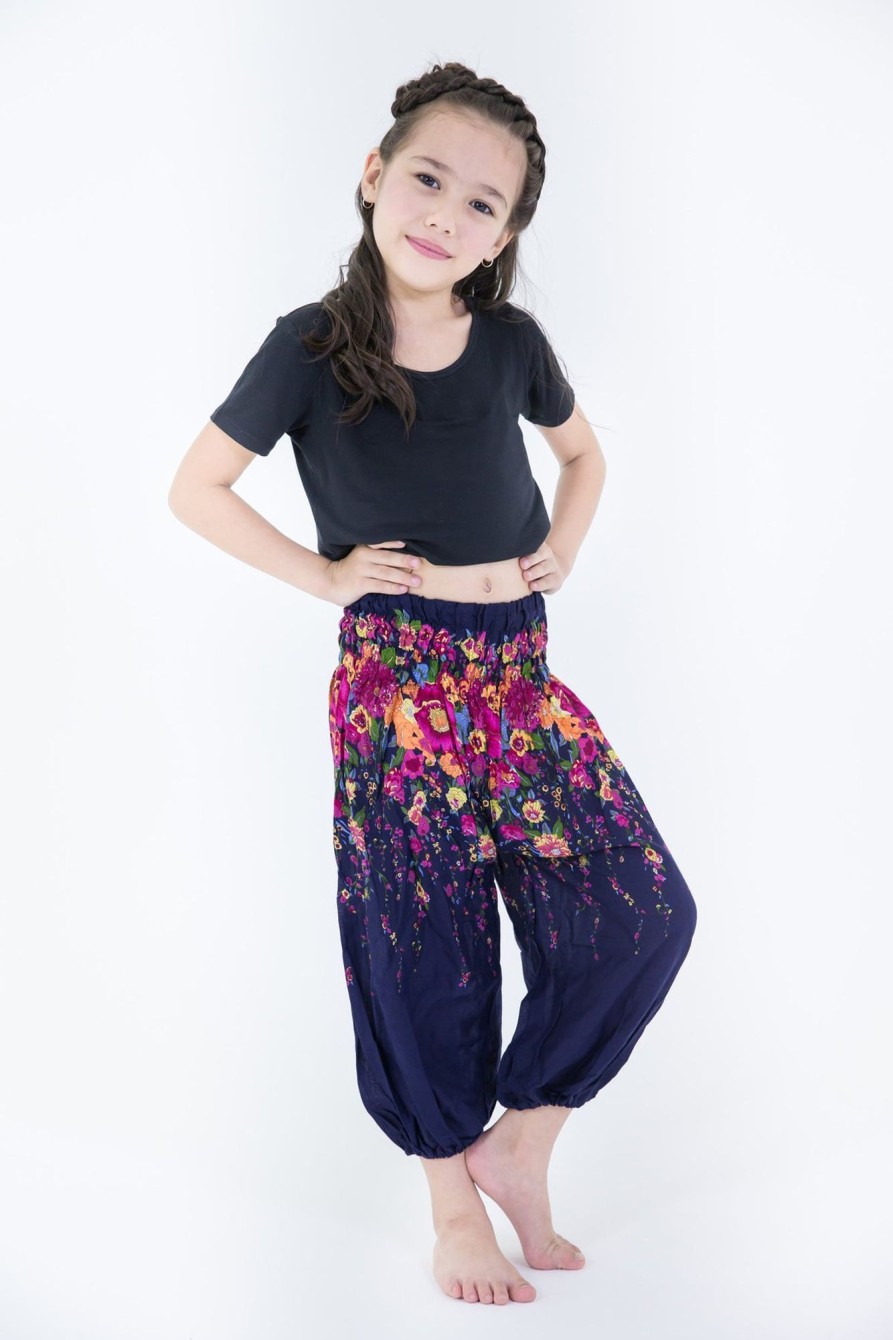 Kids HaremPants | Floral Kids Harem Pants In Blue