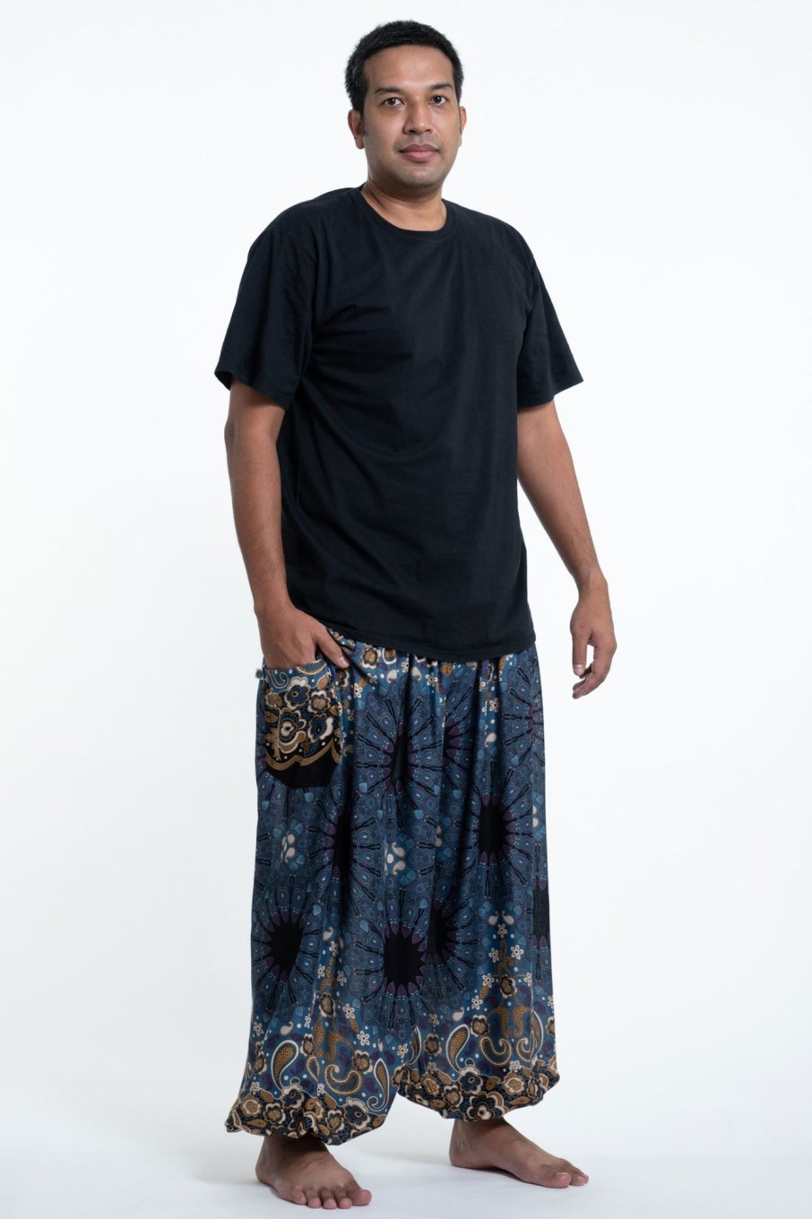 Men HaremPants | Plus Size Paisley Mandalas Men'S Harem Pants In Gray