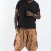 Men HaremPants | Plus Size Thai Hill Tribe Fabric Men Harem Pants With Ankle Straps In Beige