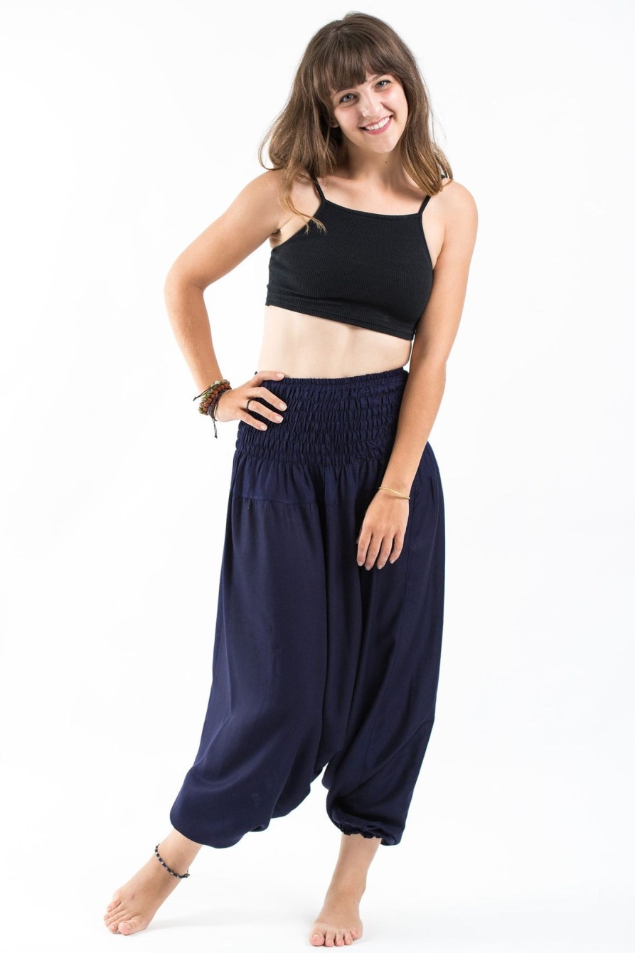 Women HaremPants | Solid Color 2-In-1 Jumpsuit Harem Pants In Blue