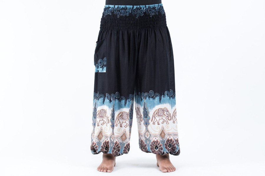 Plus Size HaremPants | Plus Size Solid Top Elephant Women'S Elephant Pants In Black