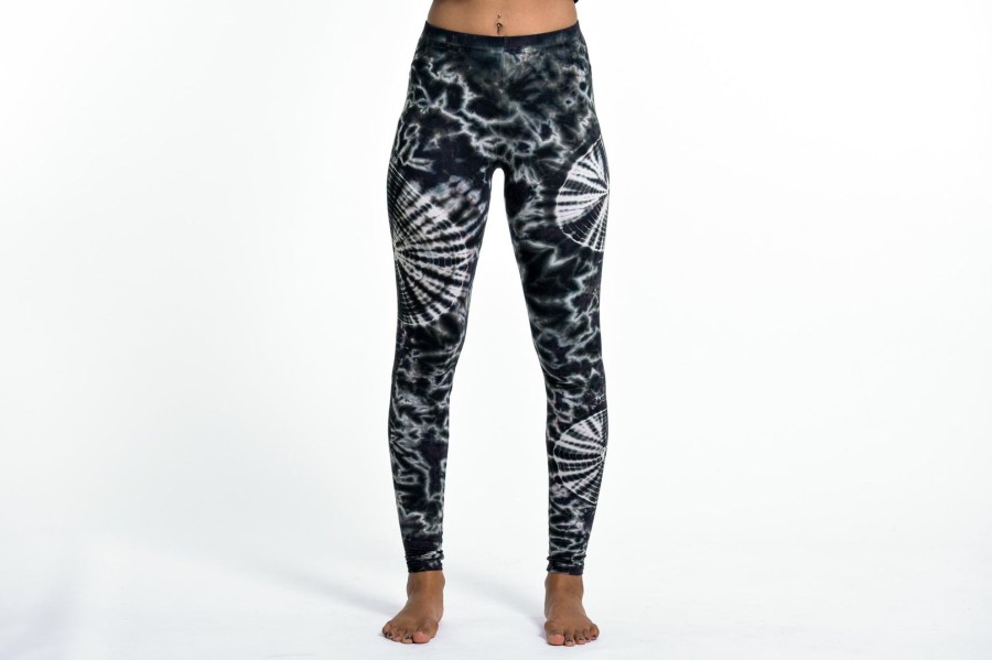 Women HaremPants | Swirls Tie Dye Cotton Leggings In Black