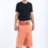 Men HaremPants | Men'S Cropped Fisherman Pants With Pattern Waist Band In Light Orange