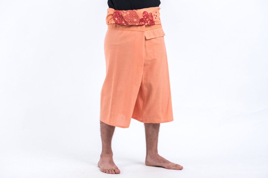 Men HaremPants | Men'S Cropped Fisherman Pants With Pattern Waist Band In Light Orange