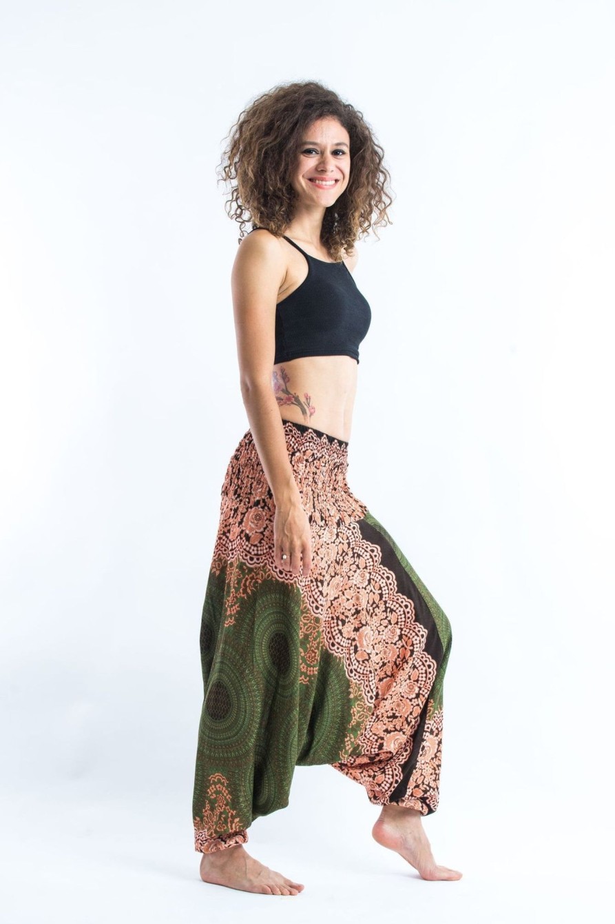 Women HaremPants | Geometric Mandalas 2-In-1 Jumpsuit Harem Pants In Olive