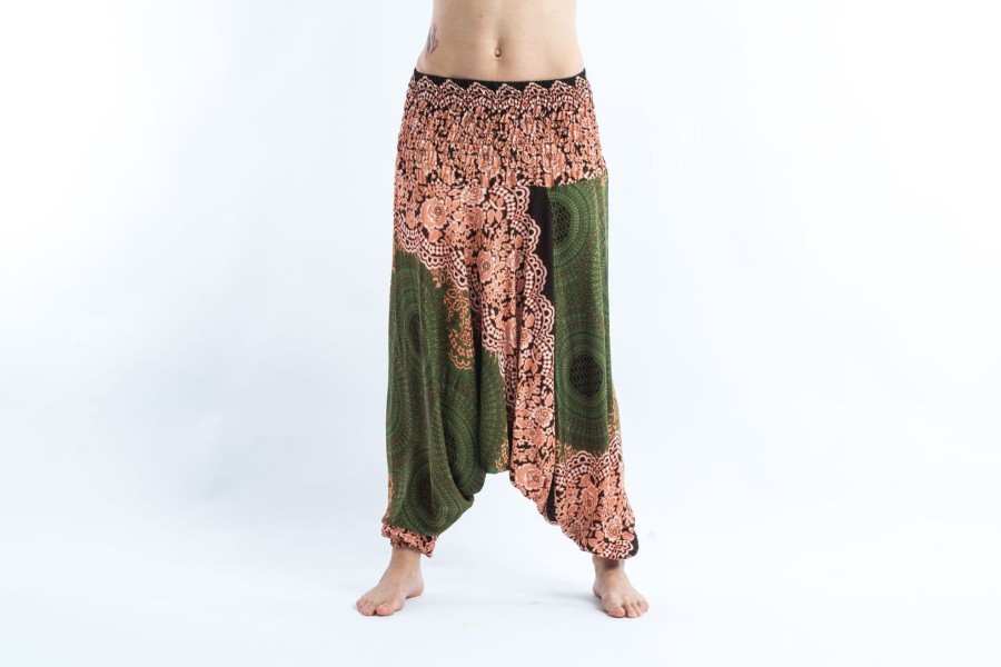 Women HaremPants | Geometric Mandalas 2-In-1 Jumpsuit Harem Pants In Olive