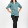 Women HaremPants | Womens Yoga Shirts Collar V Neck In Aqua