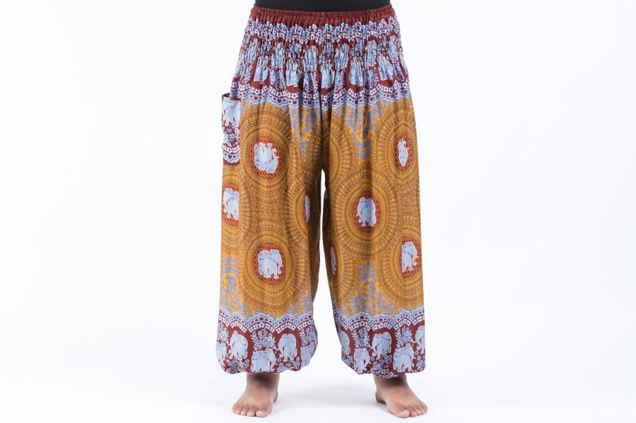 Women HaremPants | Plus Size Mandala Elephant Women'S Elephant Pants In Bronze