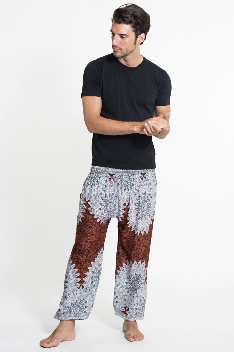 Men HaremPants | Marble Mandalas Men'S Harem Pants In Brown