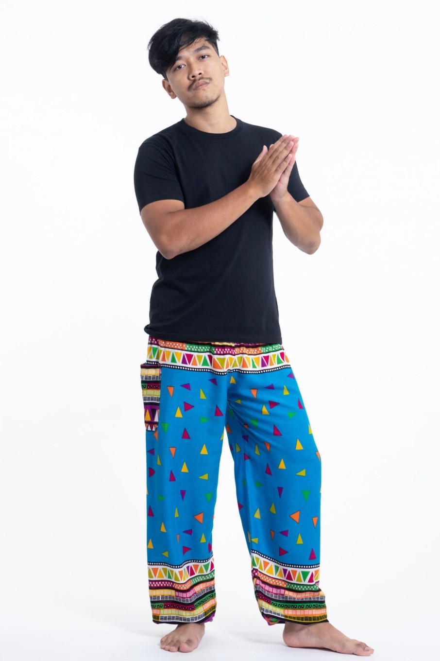 Men HaremPants | Triangles Men'S Harem Pants In Ocean Blue