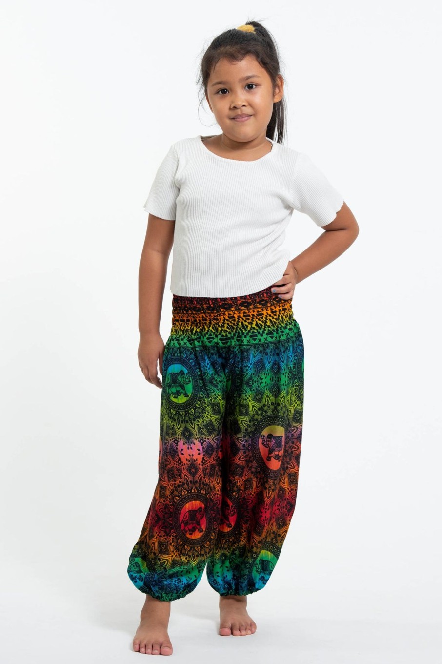 Kids HaremPants | Rainbow Elephant Kids Elephant Pants In Orange