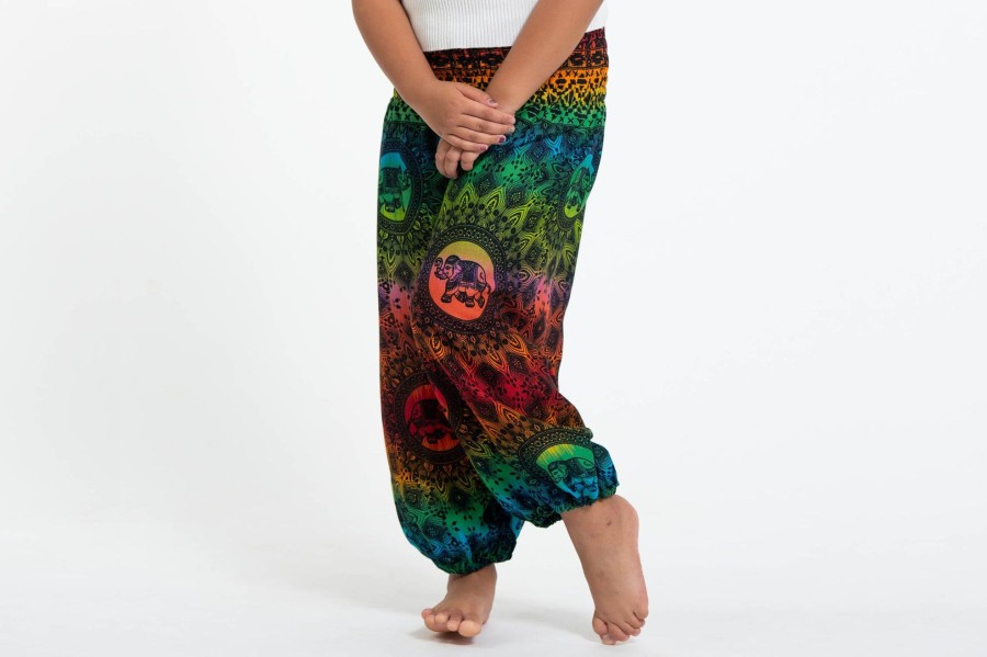 Kids HaremPants | Rainbow Elephant Kids Elephant Pants In Orange