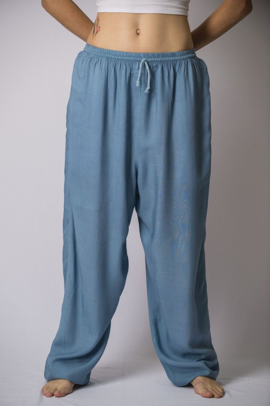 Women HaremPants | Solid Color Drawstring Women'S Yoga Massage Pants In Blue Gray