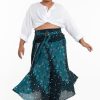 Plus Size HaremPants | Plus Size Peacock Handkerchief Midi Skirt In Turquoise