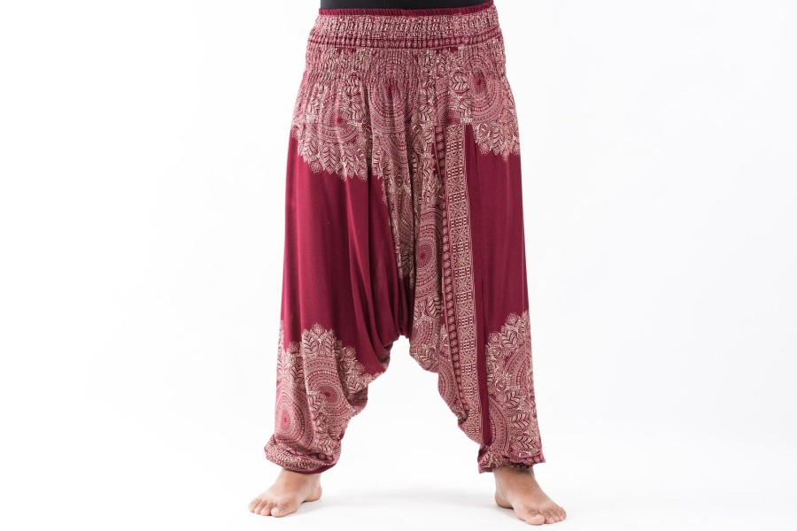 Women HaremPants | Plus Size Floral Mandalas 2-In-1 Jumpsuit Harem Pants In Red