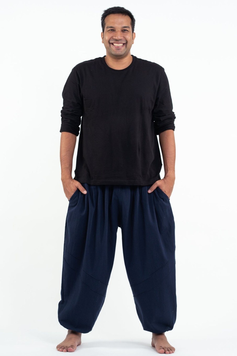 Plus Size HaremPants | Plus Size Genie Men'S Cotton Harem Pants In Navy