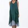 Women HaremPants | Crinkled Hill Tribe Cotton Tank Dress In Teal