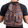 Accessories HaremPants | Tribal Woven Fabric With Faux Leather Backpack 01 Multi