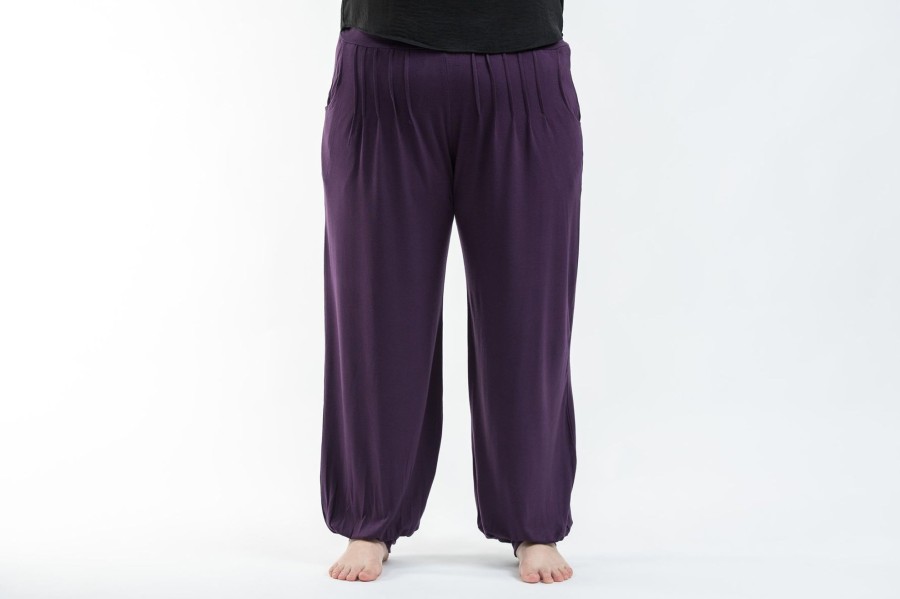 Plus Size HaremPants | Plus Size Cotton Women Harem Pants In Solid Purple