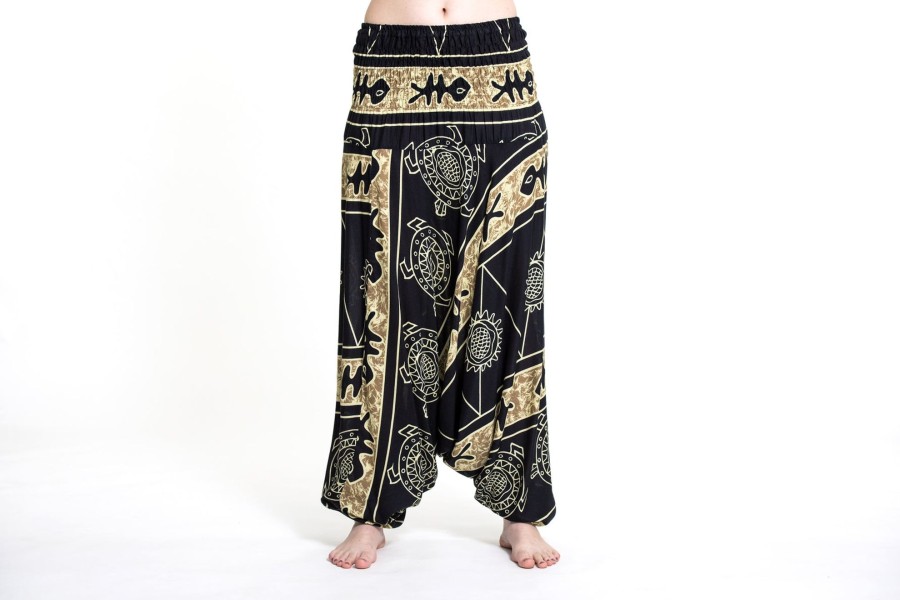 Women HaremPants | Turtle Print 2-In-1 Jumpsuit Harem Pants In Gold