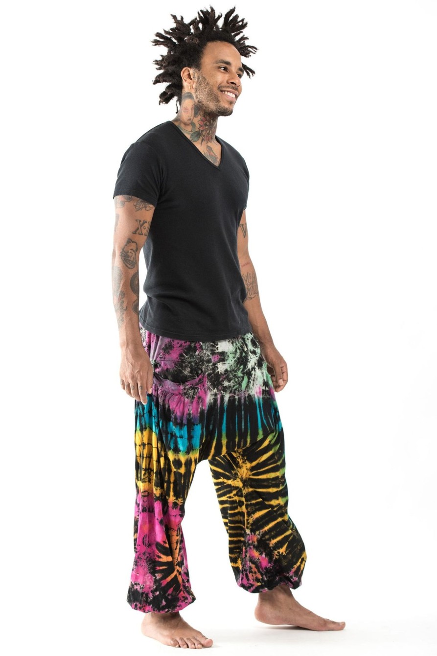 Men HaremPants | Tie Dye Cotton Men Harem Pants In Festival Black