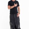 Women HaremPants | Stone Washed Patchwork Men Unisex Pants In Black