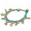 Accessories HaremPants | Chinese Coin Waxed Cotton Bracelets In Turquoise