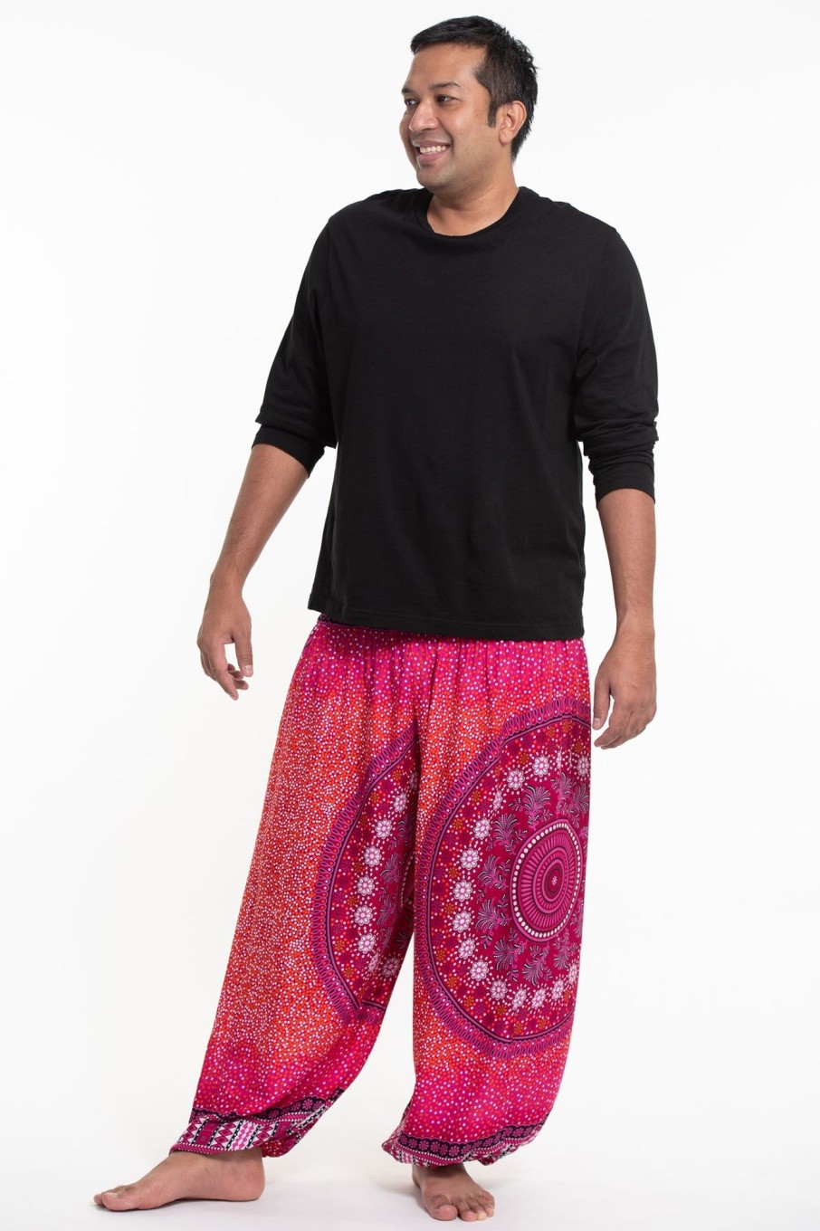 Plus Size HaremPants | Plus Size Tribal Chakras Men'S Harem Pants In Pink