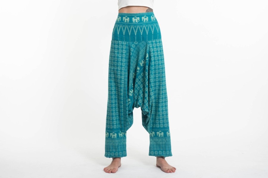 Women HaremPants | Hill Tribe Elephant Women'S Elephant Pants In Turquoise