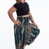 Plus Size HaremPants | Plus Size Paisley Feathers 2-In-1 Jumpsuit Harem Pants In Green