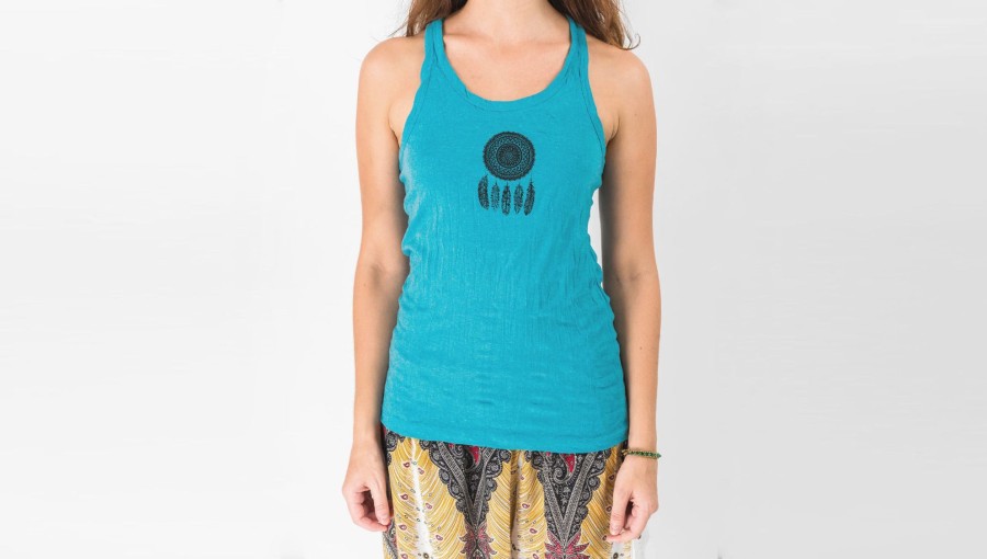 Women HaremPants | Super Soft Sure Design Women'S Tank Tops Dream Catcher Turquoise