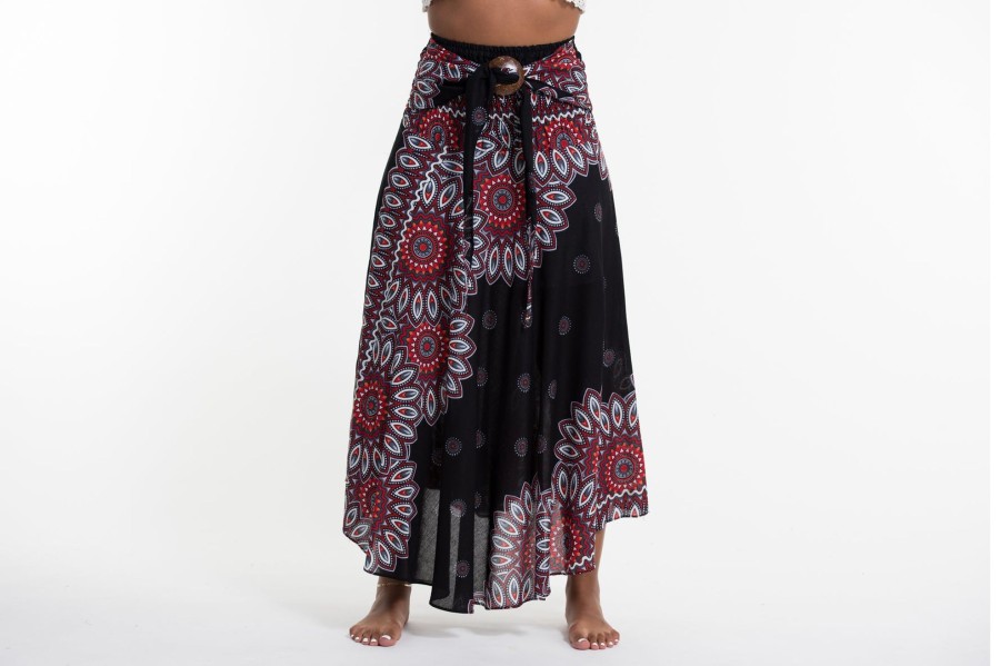 Women HaremPants | Mandalas Handkerchief Midi Skirt In Black