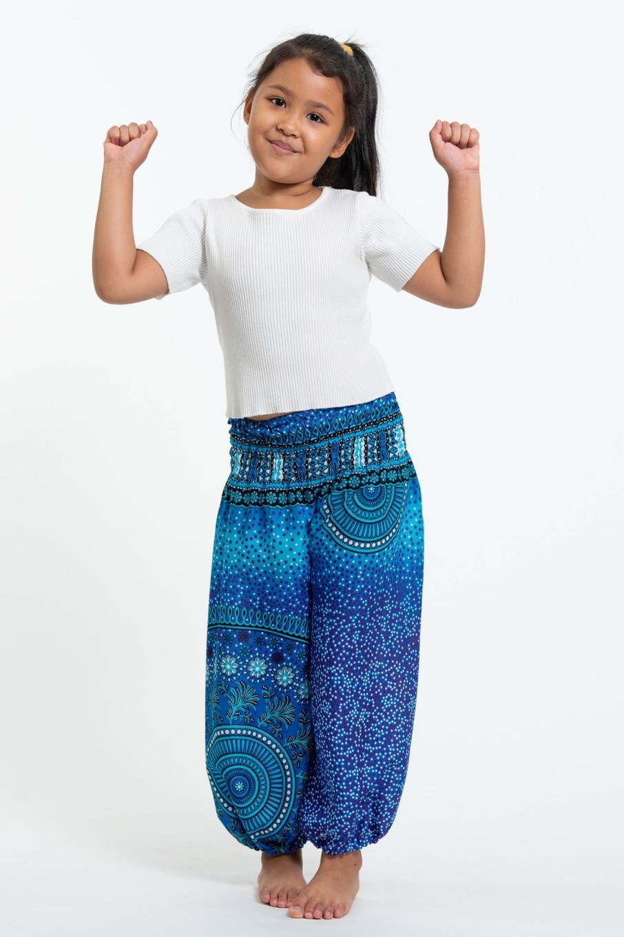 Kids HaremPants | Tribal Chakras Kids Harem Pants In Blue