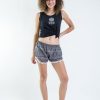 Women HaremPants | Aztec Stripes Pom Pom Shorts In Gray/White