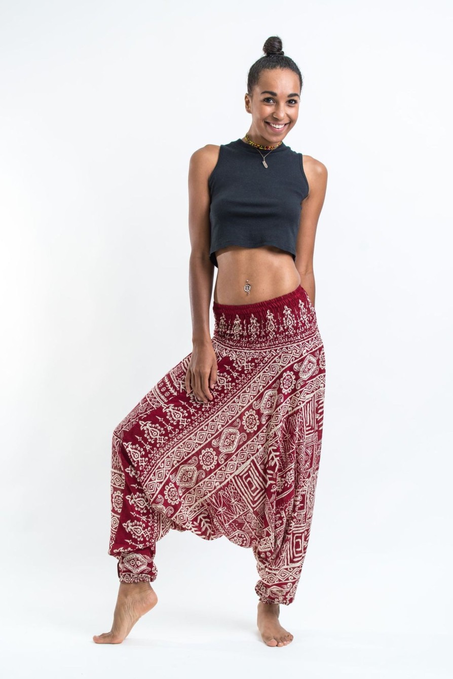 Women HaremPants | Tribal Prints 2-In-1 Jumpsuit Harem Pants In Red