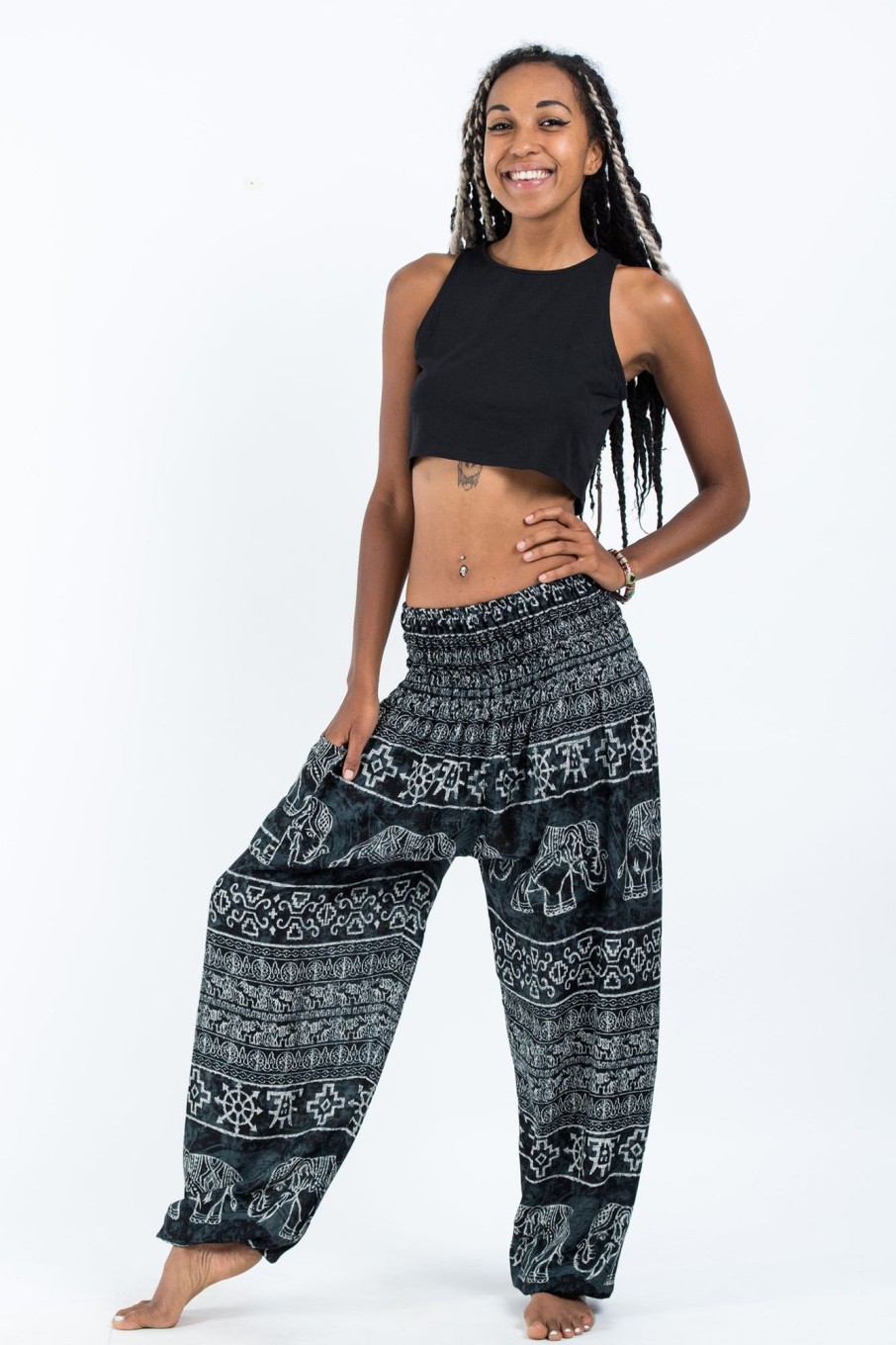 Women HaremPants | Marble Elephant Women'S Elephant Pants In Black