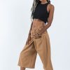 Women HaremPants | Women'S Cropped Fisherman Pants With Pattern Waist Band In Beige