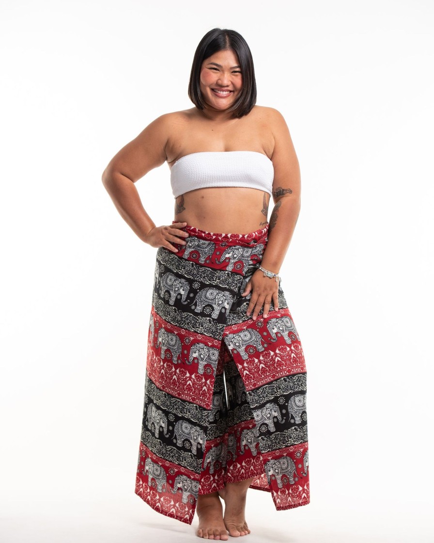 Plus Size HaremPants | Plus Size Divine Elephant Wrap Palazzo Style Harem Pants In Red