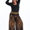 Women HaremPants | Plus Size Peacock Eyes Palazzo Style Harem Pants In Brown Gold