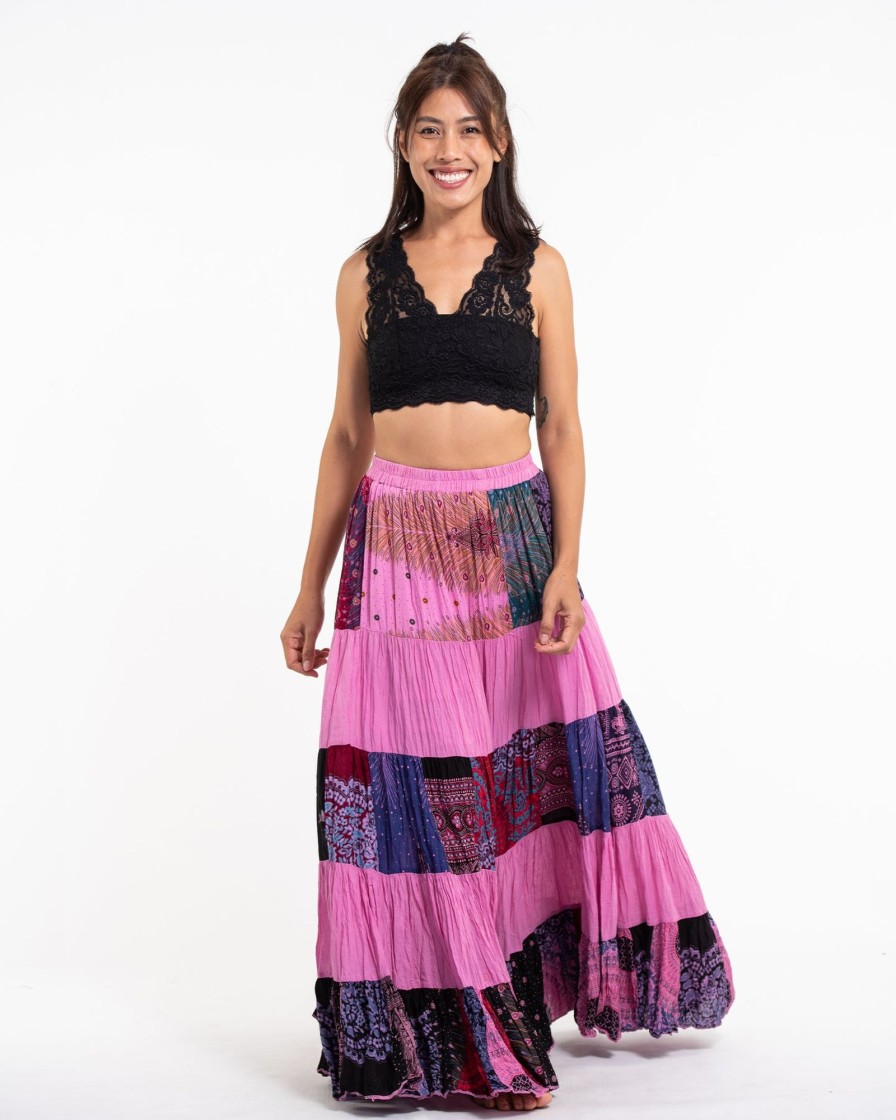 Women HaremPants | Patchwork Long Skirt In Pink