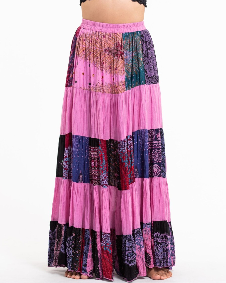 Women HaremPants | Patchwork Long Skirt In Pink