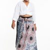 Women HaremPants | Plus Size Paisley Mandalas Handkerchief Midi Skirt In Silver Gray