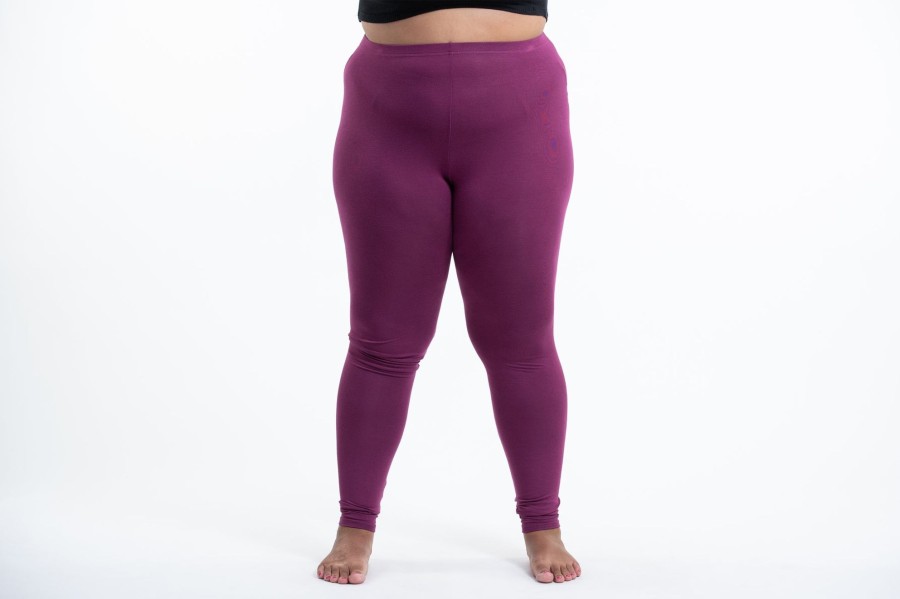 Plus Size HaremPants | Plus Size Solid Color Cotton Leggings In Purple