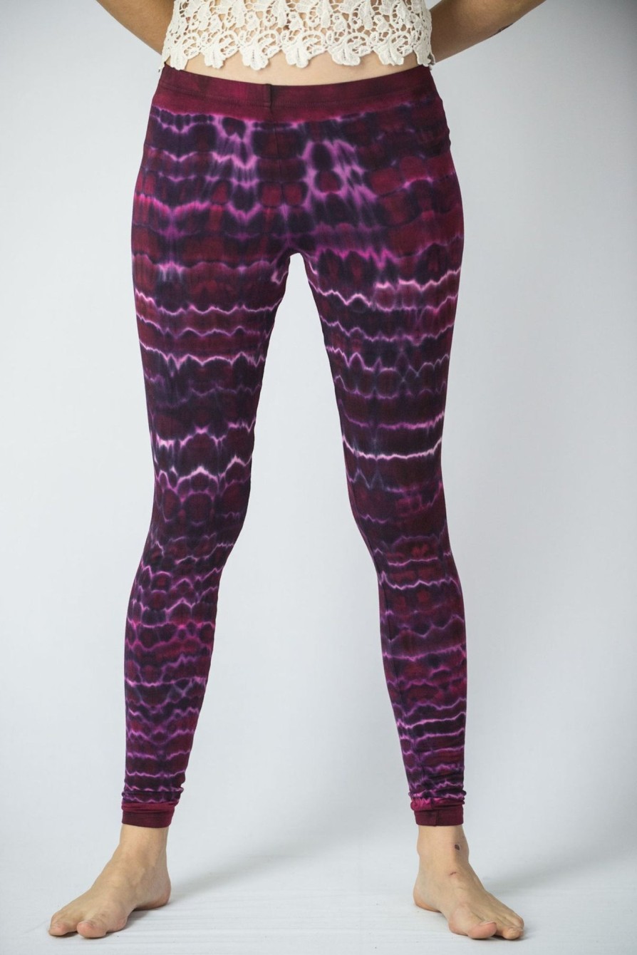 Women HaremPants | Melting Stripes Tie Dye Cotton Leggings In Magenta