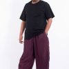 Plus Size HaremPants | Plus Size Solid Color Drawstring Men'S Yoga Pants In Dark Purple