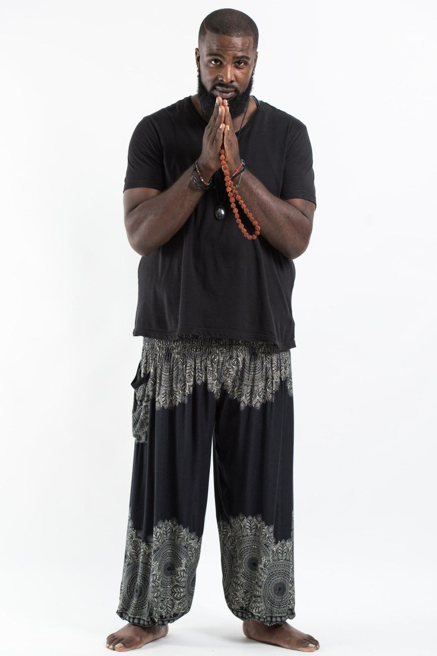 Men HaremPants | Plus Size Floral Mandalas Men'S Harem Pants In Black