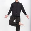 Men HaremPants | Mens Yoga Shirts Chinese Collared In Black