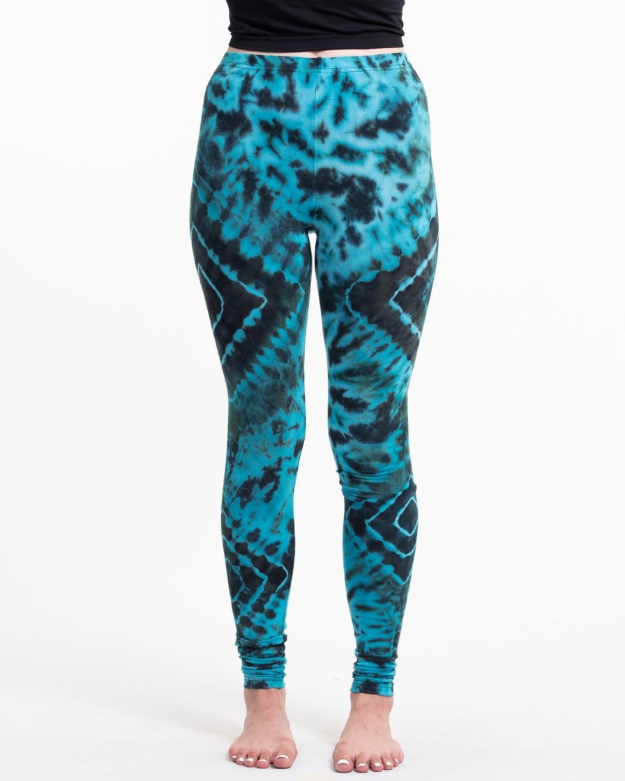 Women HaremPants | Diamond Tie Dye Cotton Leggings In Turquoise