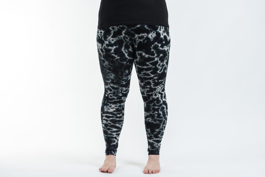 Women HaremPants | Plus Size Marble Tie Dye Cotton Leggings In Black